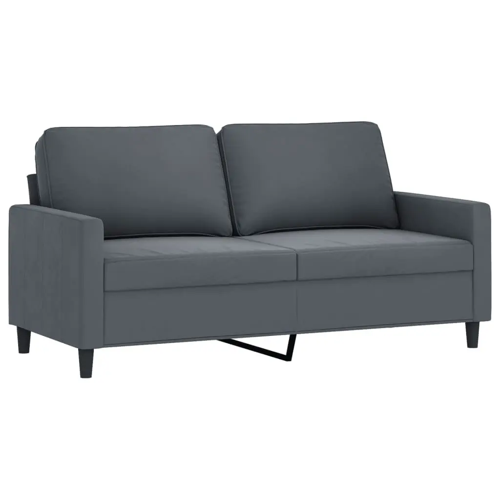 Sofa Set Grey Velvet 2 Piece Padded Seat Armrests