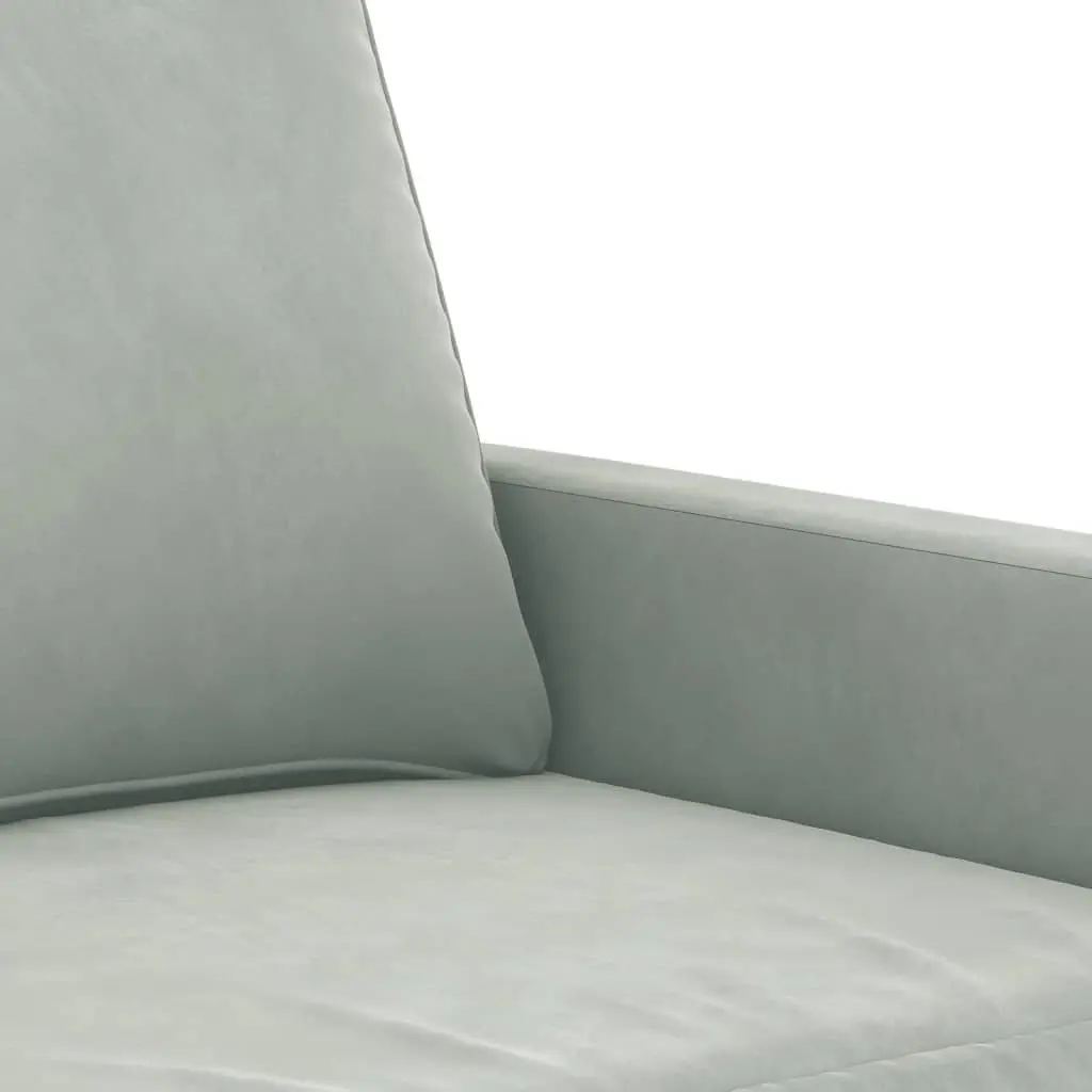 3 Piece Grey Velvet Sofa Set with Footstool Living Room Furniture Lounge Suite