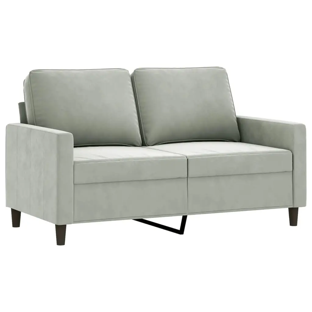 3 Piece Sofa Set Grey Velvet Lounge with Footstool Living Room Furniture