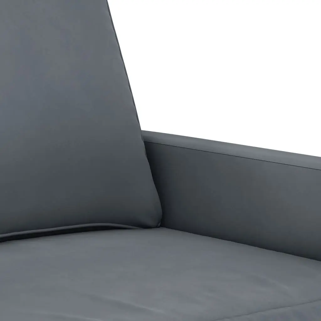 3 Piece Sofa Set with Footstool Grey Velvet Living Room Furniture Lounge Suite