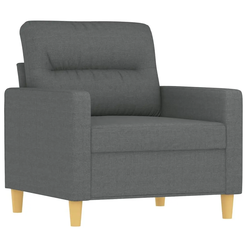 4PieceSofaSetGreyFabricPaddedArmrestsFootstoolCompactDesignComfortableSeating