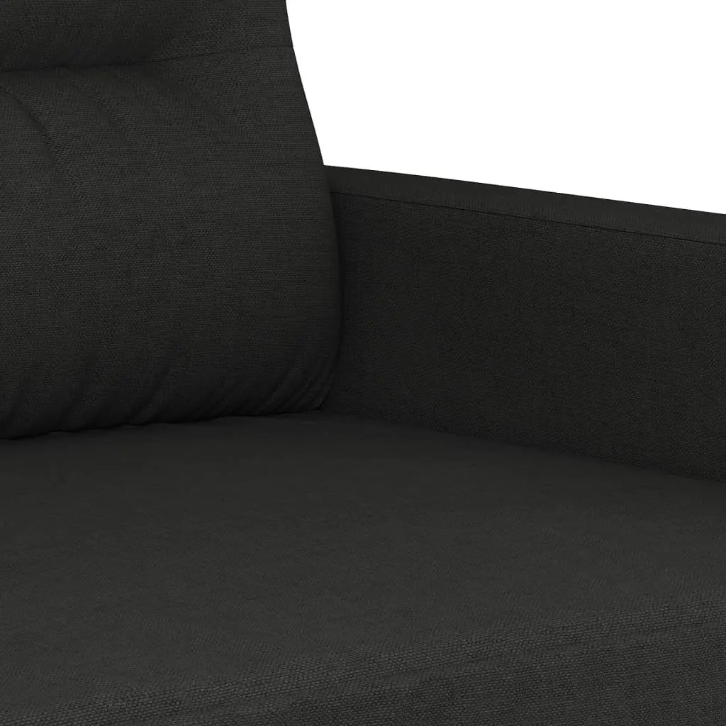 2 Piece Sofa Set Black Fabric Thickly Padded Seating with Roll Pillows