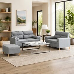 Grey 3 Piece Sofa Set – Stylish and Compact Design
