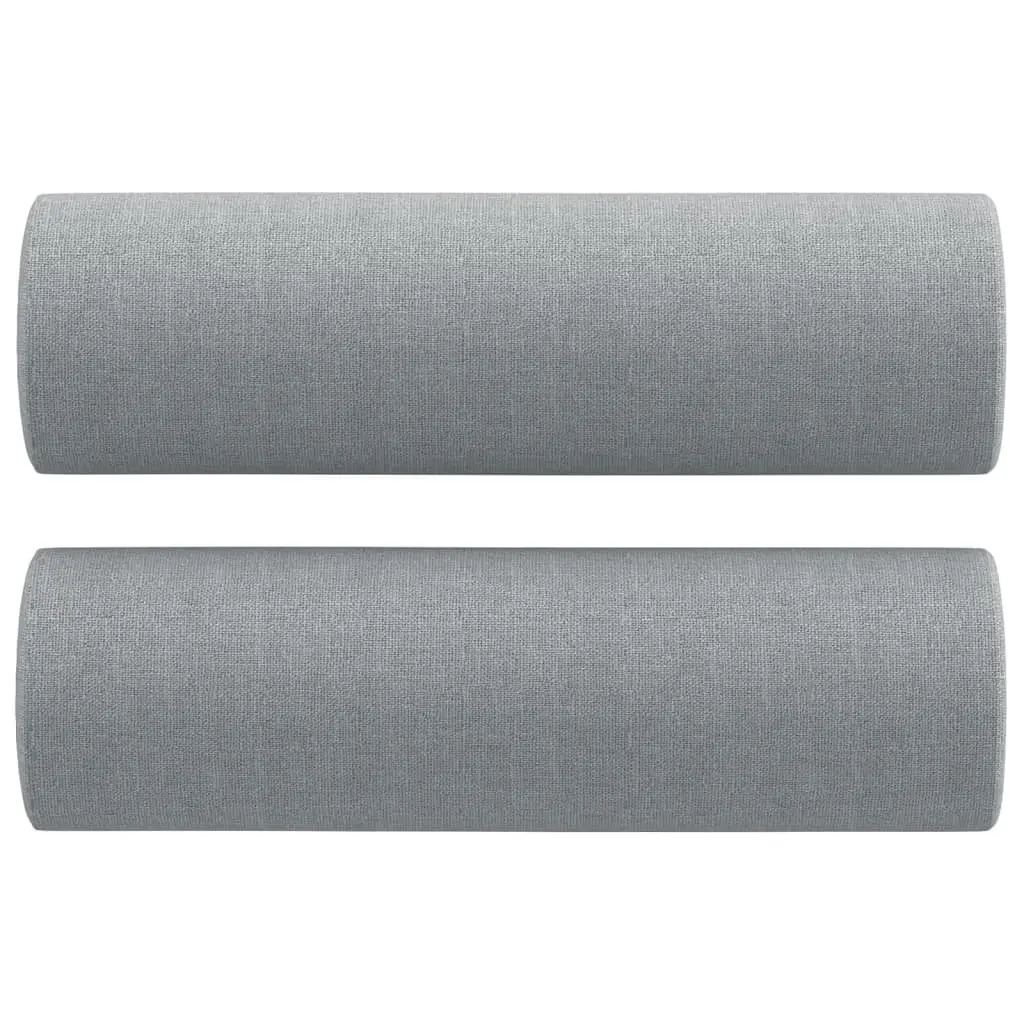 3 Piece Sofa Set with Footstool and Pillows Grey Fabric Living Room Furniture