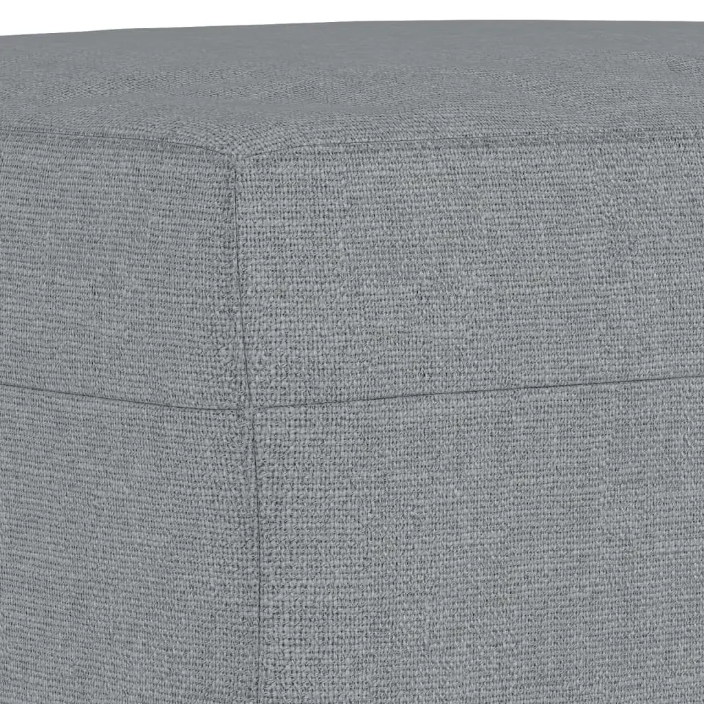 3 Piece Sofa Set with Footstool and Pillows Grey Fabric Living Room Furniture