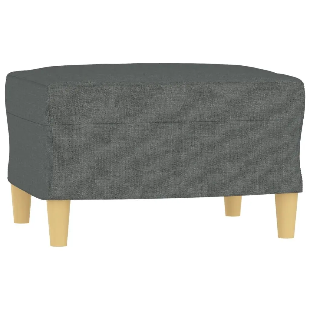 3 Piece Sofa Set Grey Fabric Lounge Couch with Pillows Footstool Living Room