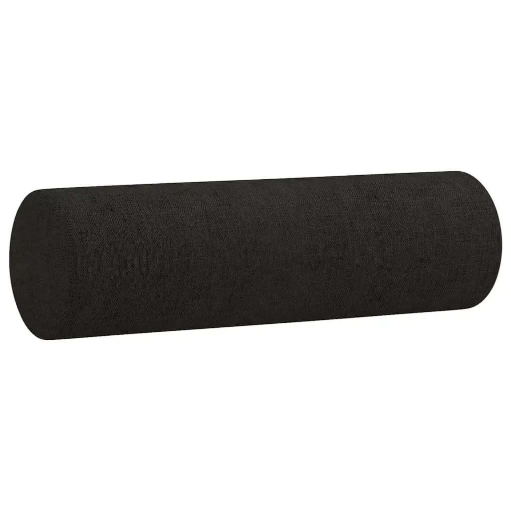 Black Fabric Lounge Suite Sofa Set 3 Piece with Footstool and Pillows for Living Room or Bedroom