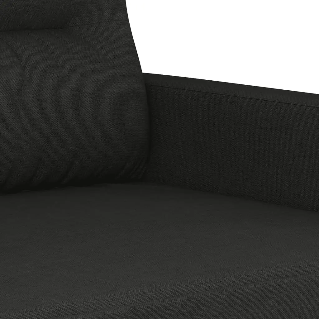 Black Fabric 2 Piece Sofa Set with Cushions Living Room Furniture Seating Suite