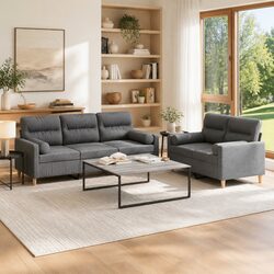 Grey Sofa Set with Cushions for Smart Living