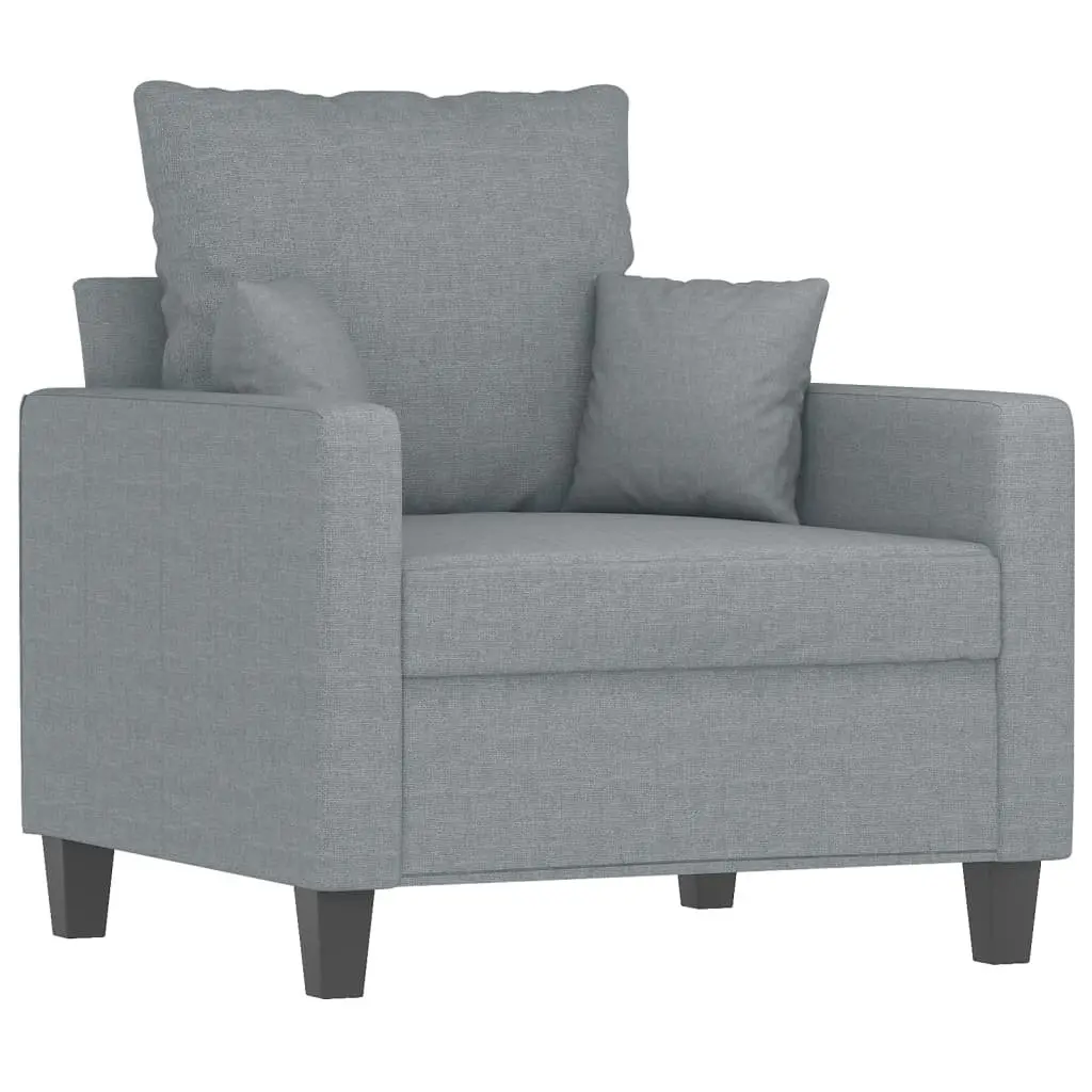 4 Piece Sofa Set with Throw Pillows and Footstool Grey Fabric Living Room Couch
