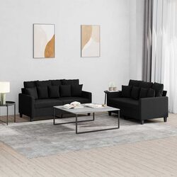 2 Piece Black Fabric Sofa Set — Chic and Comfortable
