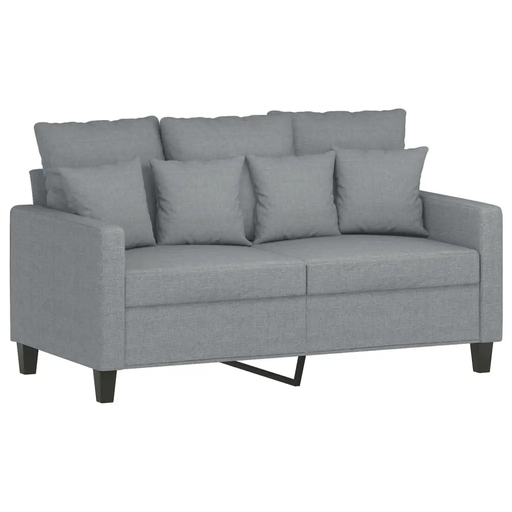 Grey Fabric Sofa Set 3 Piece with Cushions and Footstool for Compact Living Room