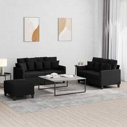 3 Piece Black Sofa Set: Compact and Comfortable