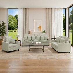 Concise Grey Velvet 3 Piece Sofa Set for Relaxation