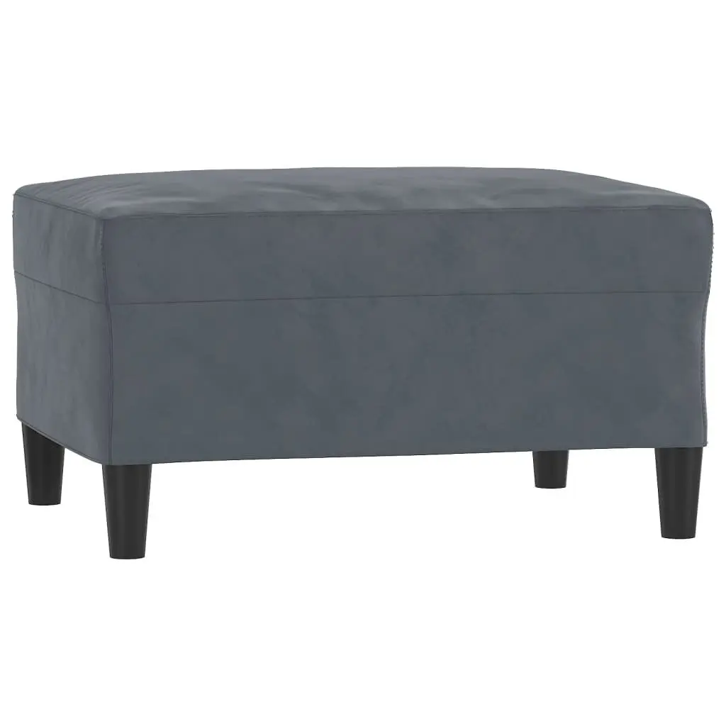 4 Piece Sofa Set with Footstool Grey Velvet Living Room Furniture Cushions