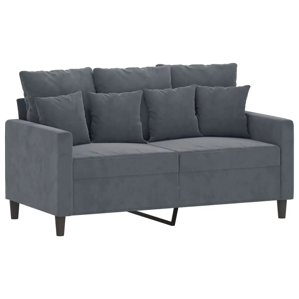 Grey Velvet 2 Piece Sofa Set Lounge Suite with Cushions for Living Room