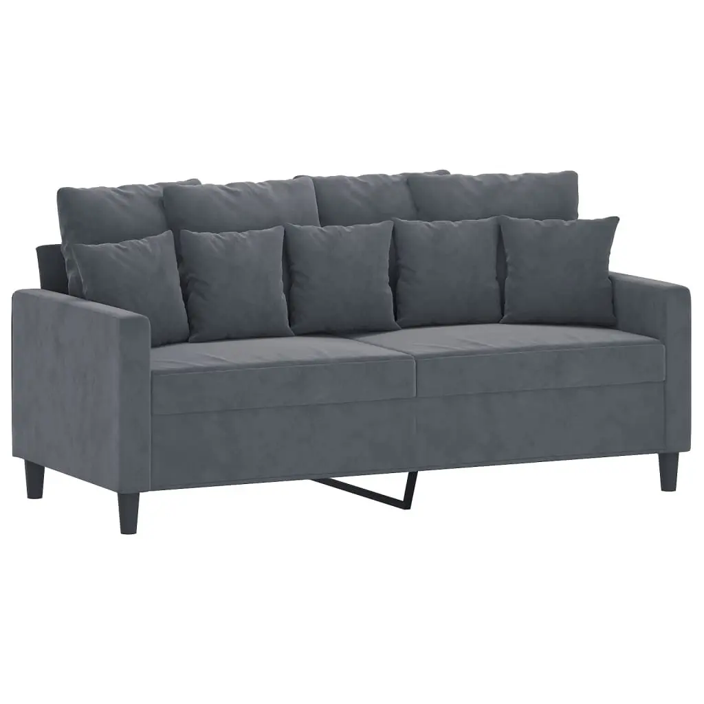 Grey Velvet 2 Piece Sofa Set Lounge Suite with Cushions for Living Room