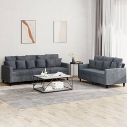Grey Velvet 2 Piece Sofa Set: Chic and Comfy