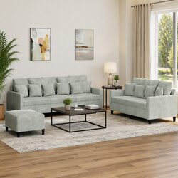 Compact and Comfortable Grey Velvet Sofa Set