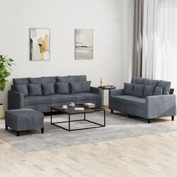 Compact and Stylish Grey Velvet Sofa Set for Your Home