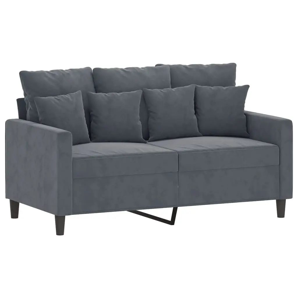 3 Piece Sofa Set Grey Velvet Lounge Suite with Footstool Living Room Furniture