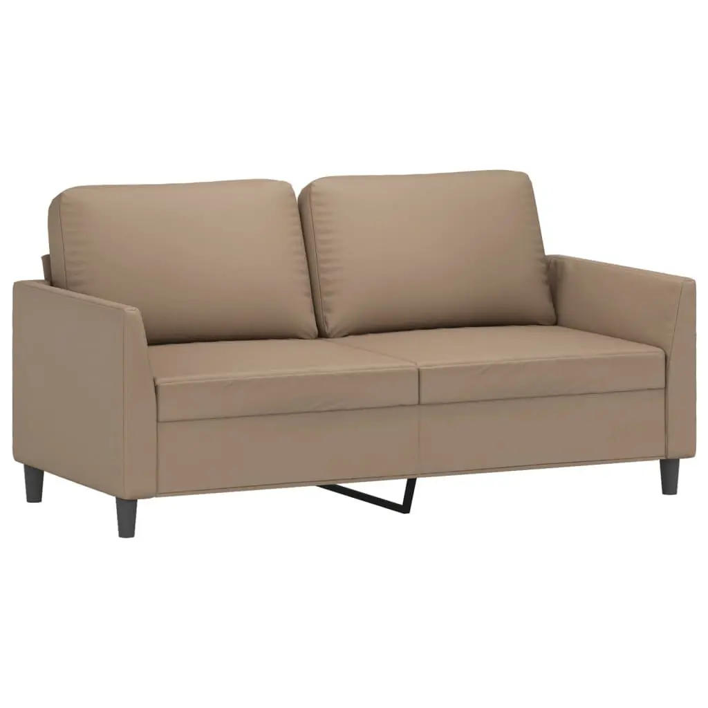Brown Faux Leather 2 Piece Sofa Set Cushioned Lounge Suite for Living Room