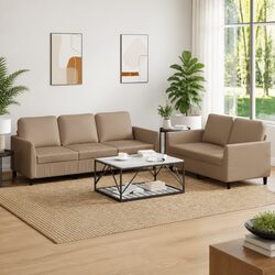 Brown Faux Leather 2 Piece Sofa Set - Stylish and Sturdy