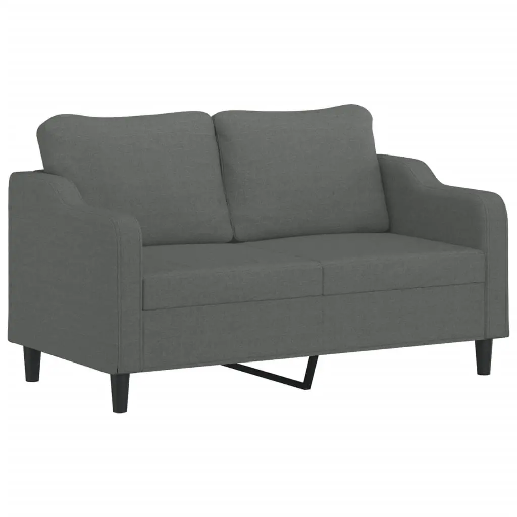 2 Piece Sofa Set Dark Grey Fabric Plywood and Metal Frame with Pillows