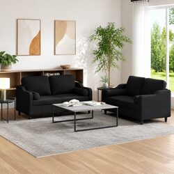 Compact & Stylish Black 2 Piece Sofa Set for Any Room