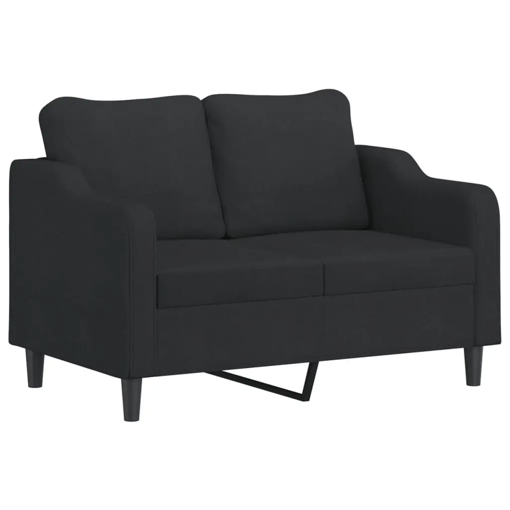 2 Piece Sofa Set Black Fabric Living Room Couch with Pillows Seating Furniture