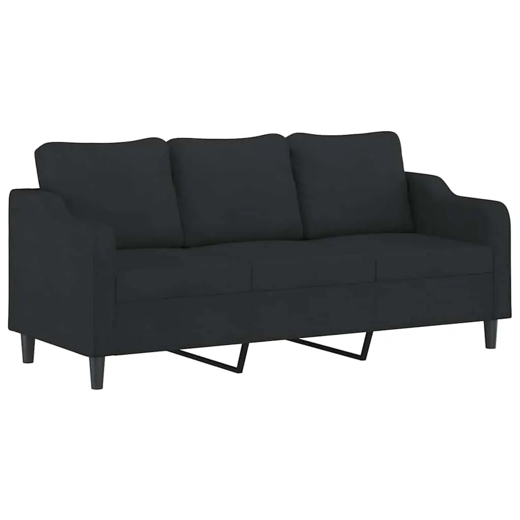 2 Piece Sofa Set Black Fabric Lounge Seating with Cushions