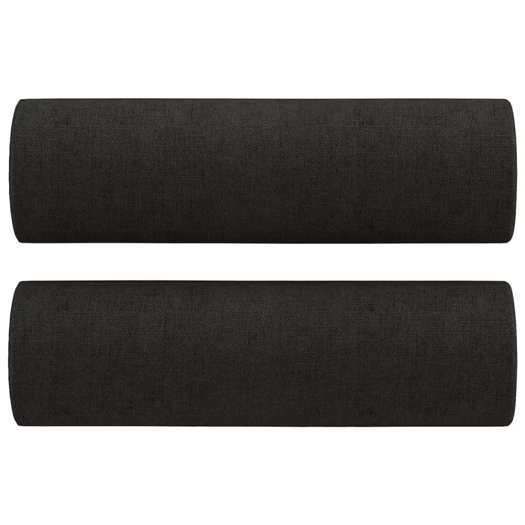 2 Piece Sofa Set Black Fabric Lounge Suite with Pillows Living Room Seating