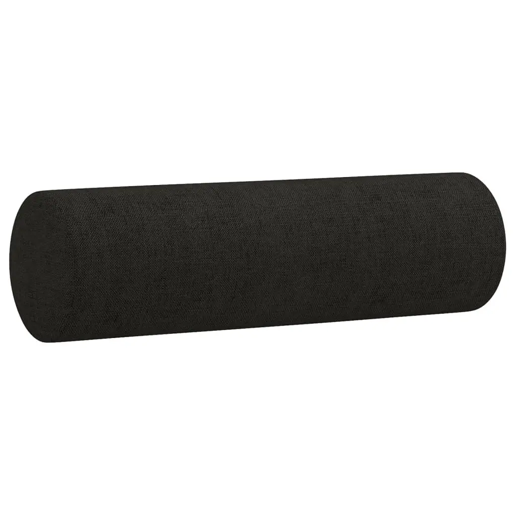 2 Piece Sofa Set Black Fabric Lounge Suite with Pillows Living Room Seating