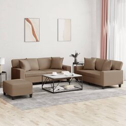 3 Piece Sofa Set in Brown Faux Leather
