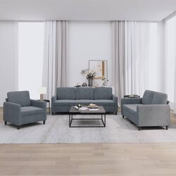 3 Piece Sofa Set Grey Velvet Lounge Suite Comfortable Seating Living Room
