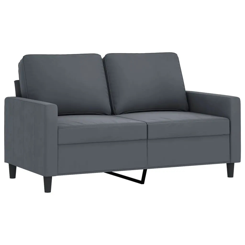 4 Piece Sofa Set Grey Velvet Lounge with Footstool Living Room Furniture