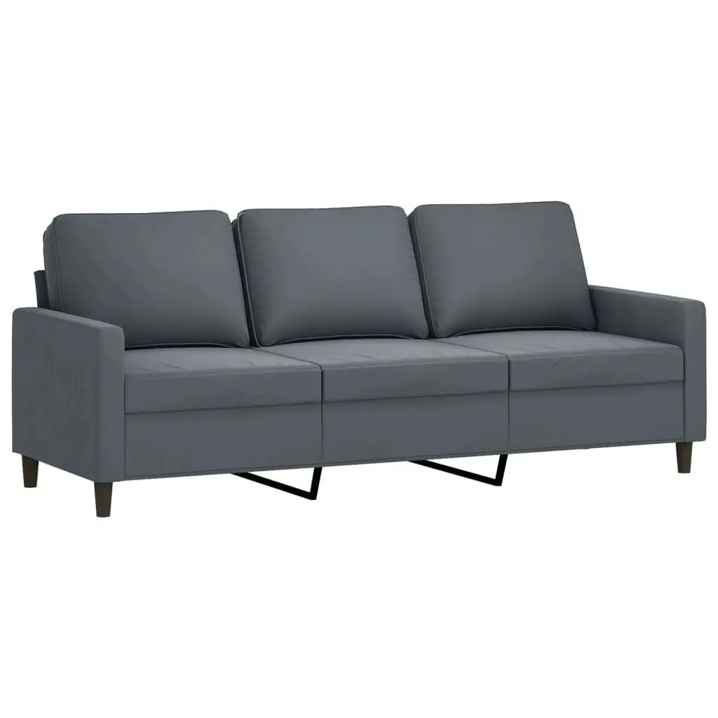 4 Piece Sofa Set Grey Velvet Lounge with Footstool Living Room Furniture