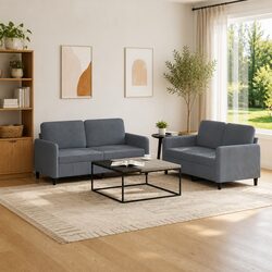 2 Piece Grey Velvet Sofa Set: Style and Comfort