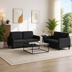 Concise and Comfortable Black Velvet Sofa Set