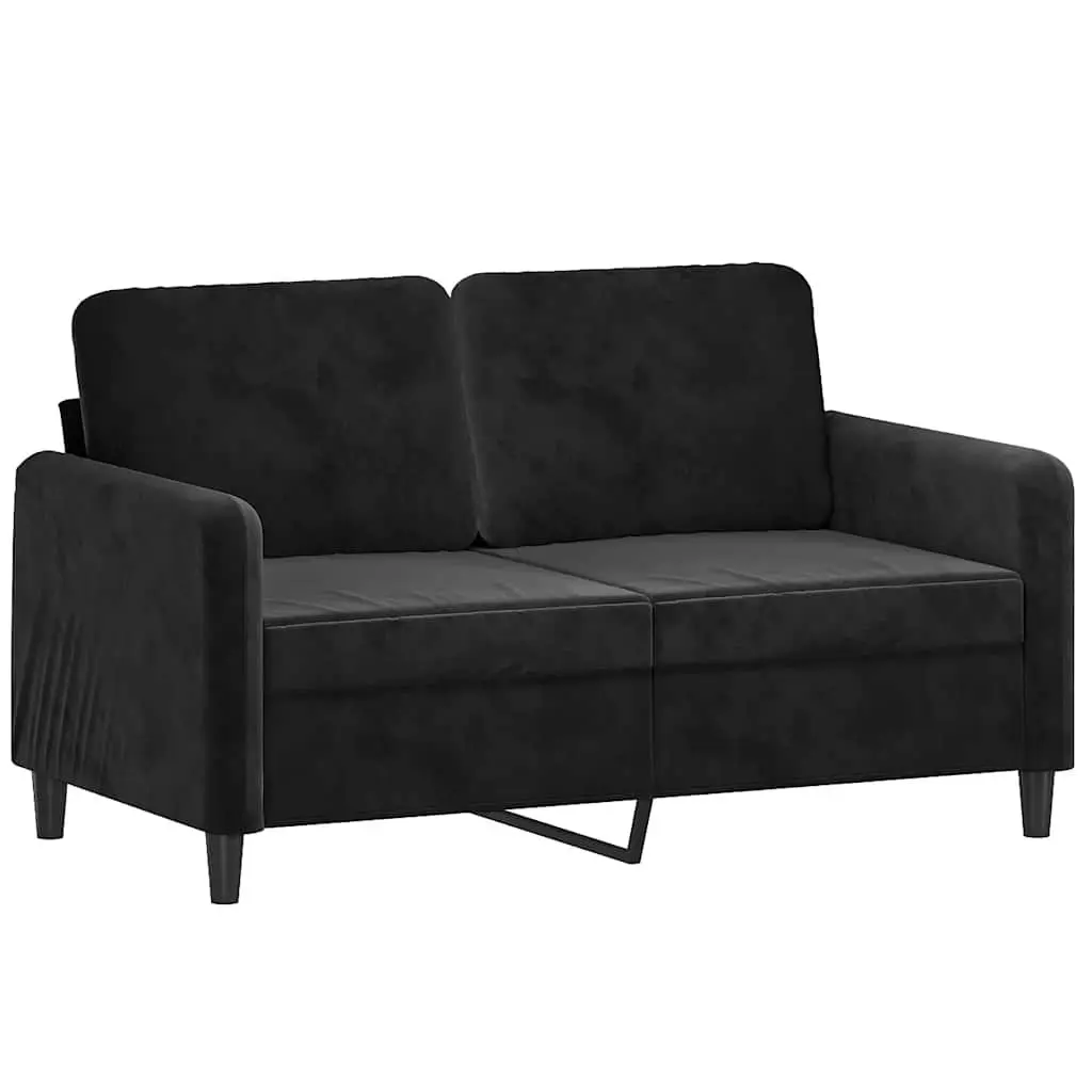 3 Piece Sofa Set Black Velvet Living Room Furniture Couch Footstool Lounger
