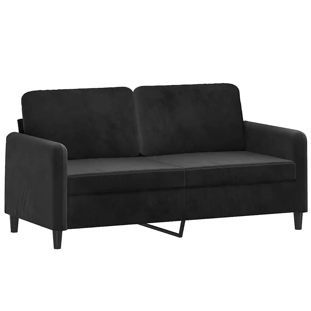3 Piece Sofa Set Black Velvet Living Room Furniture Couch Footstool Lounger