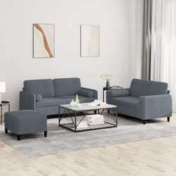 Compact and Comfortable Grey Velvet Sofa Set