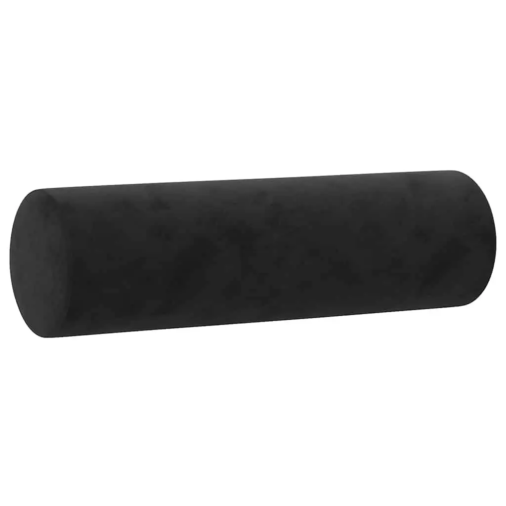 3 Piece Sofa Set Black Velvet Soft Upholstery with Pillows Footstool