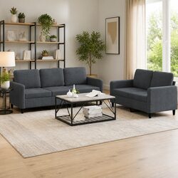 Compact Grey Velvet Sofa Set with Style
