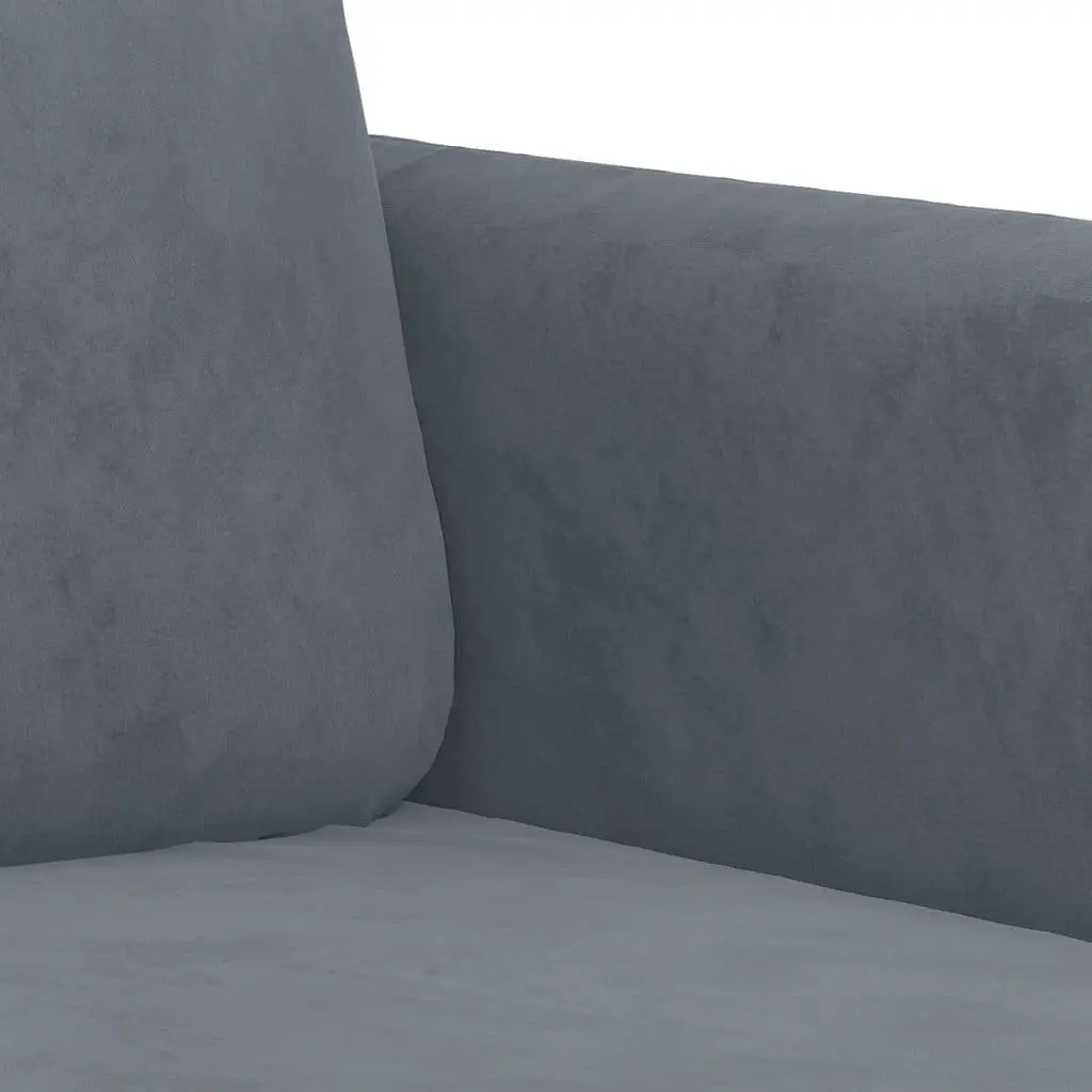 2 Piece Sofa Set Grey Velvet Couch Lounge Suite with Pillows Living Room
