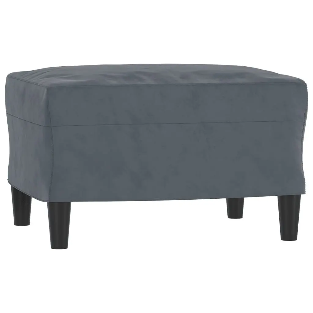 3 Piece Sofa Set Grey Velvet Couch with Pillows Footstool Living Room Furniture