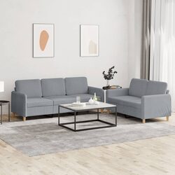 Compact Light Grey Sofa Set - 2 Pieces for Relaxation