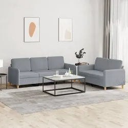 Compact Light Grey Sofa Set - 2 Pieces for Relaxation