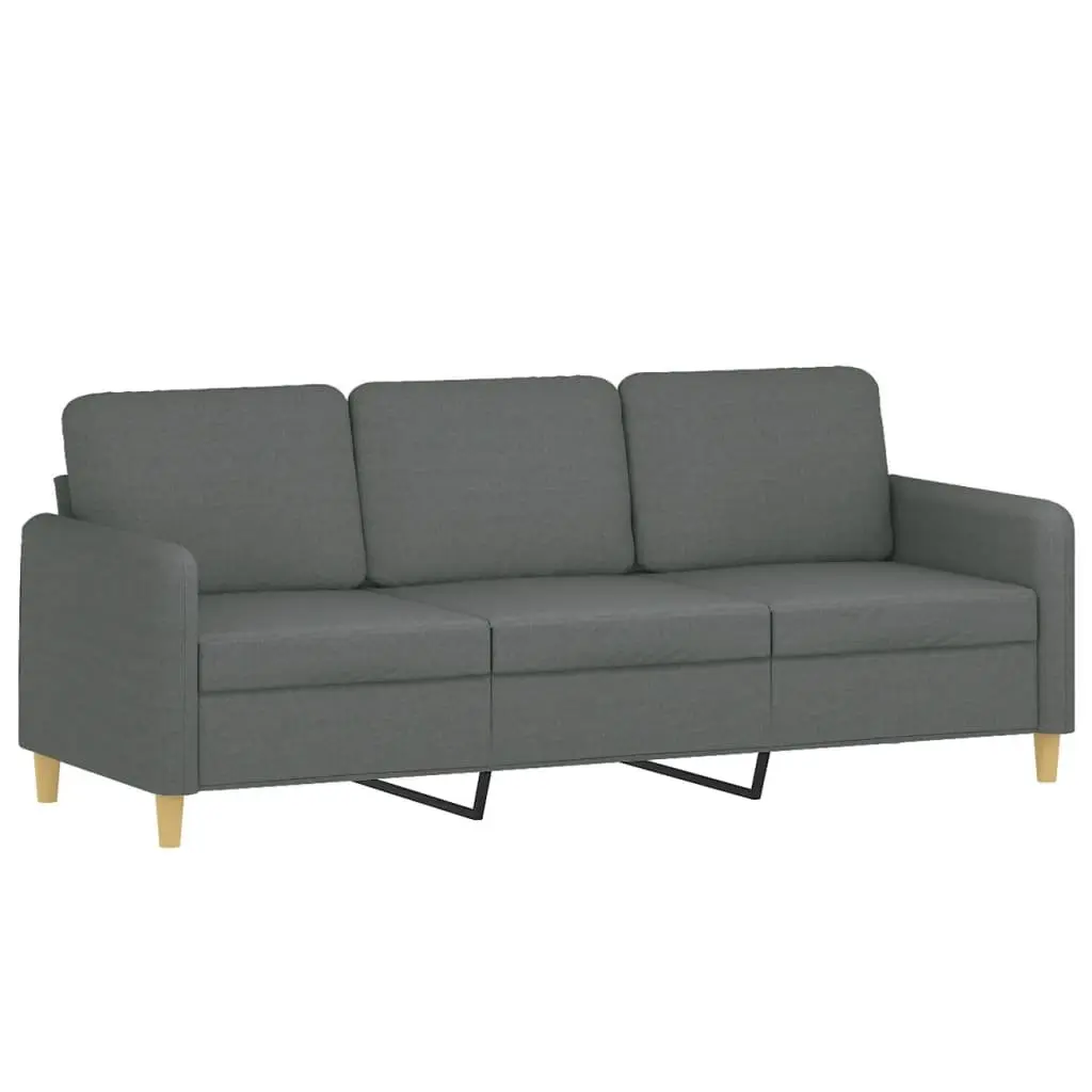 GreyFabric3PieceSofaSetwithFootstoolandThrowPillowsforLivingRoomComfort