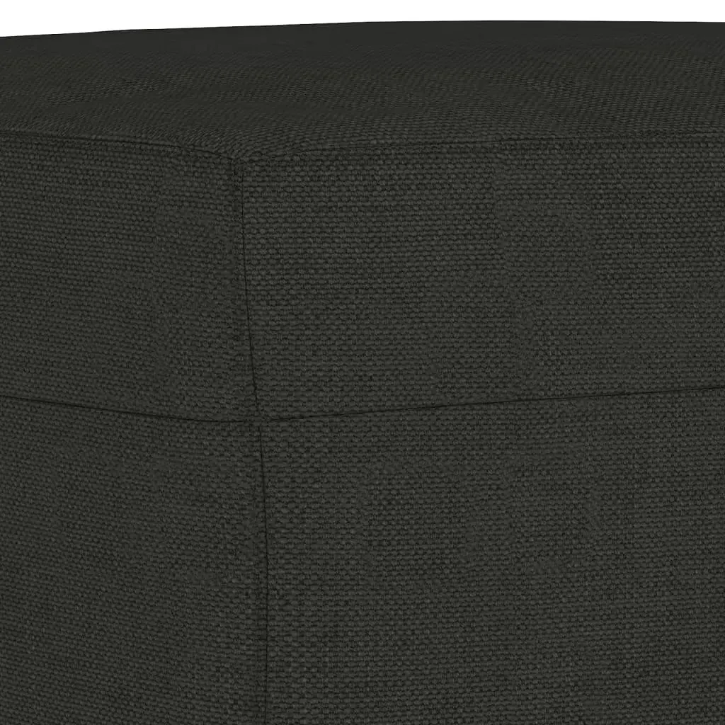 Black Fabric Couch Set 3 Piece with Footstool and Throw Pillows for Living Room